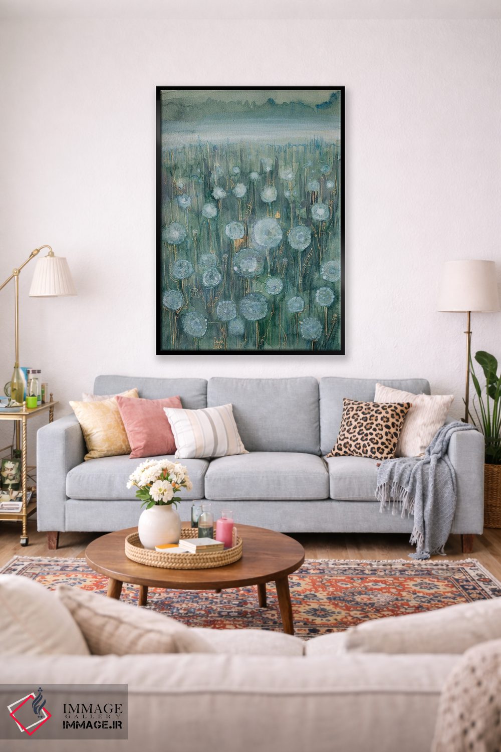 تابلو انتزاعی چمنزار نقره ای اثر فافا کورولوا - D1B