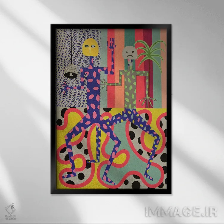 تابلو انتزاعی شب وحشیانه شماره ۶ اثر فرانتیشک فلوریان - نمای قابدار مشکی