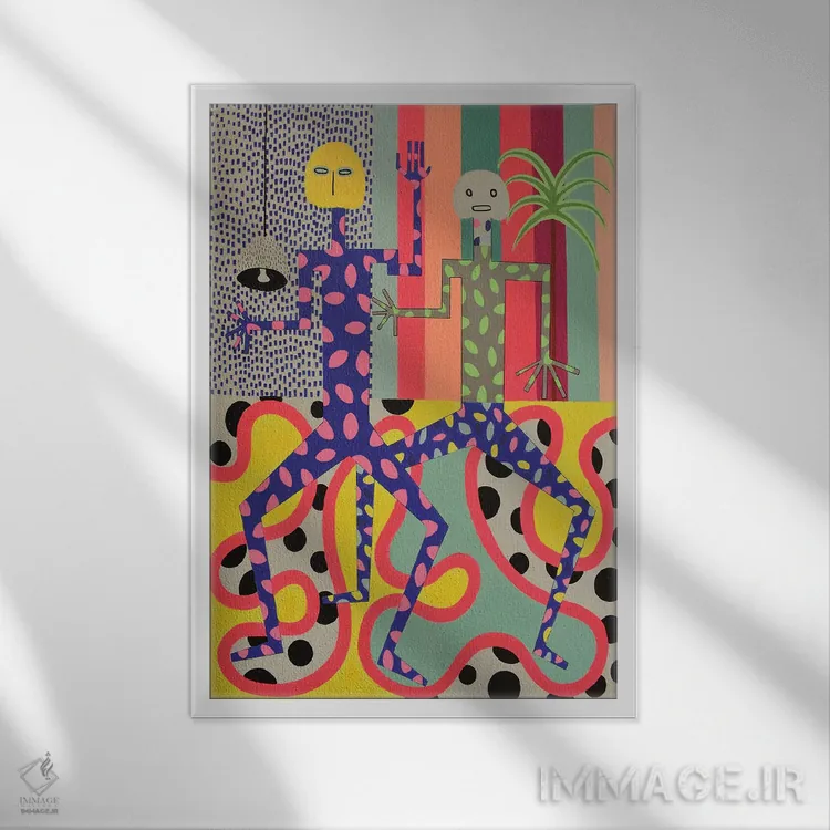 تابلو انتزاعی شب وحشیانه شماره ۶ اثر فرانتیشک فلوریان - نمای قابدار سفید