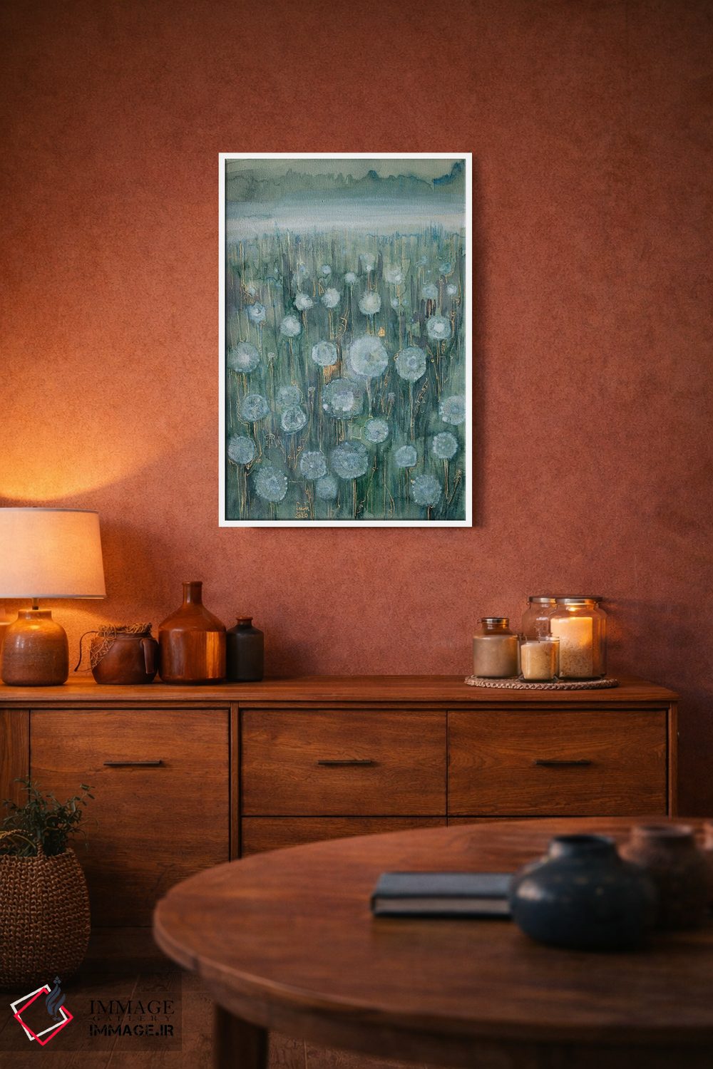 تابلو انتزاعی چمنزار نقره ای اثر فافا کورولوا - D4W