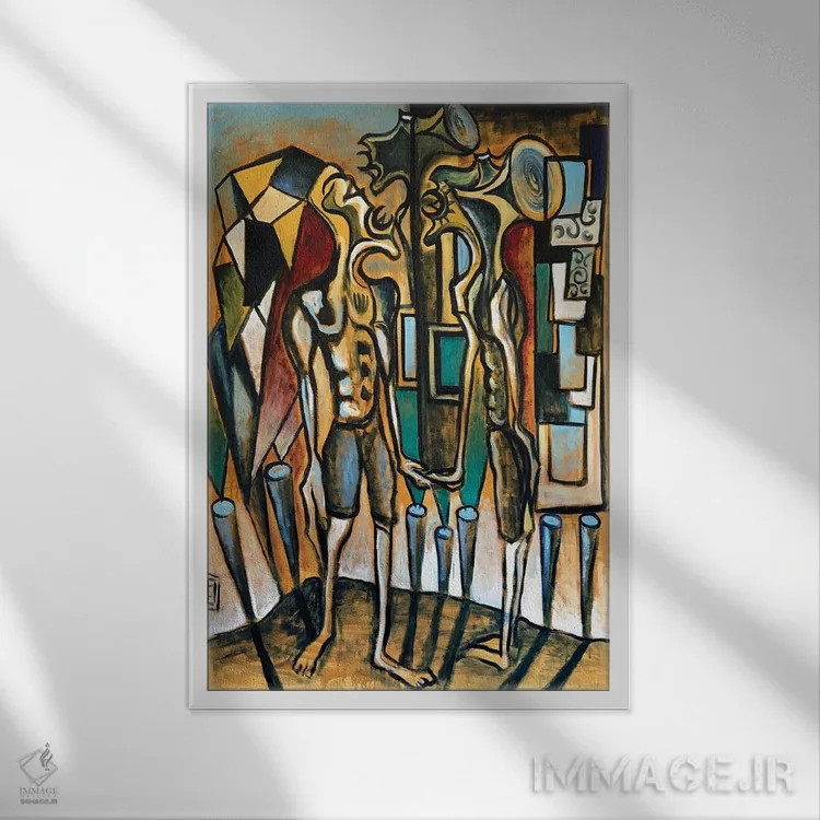 تابلو انتزاعی آبستره فانکی یازده اثر فرانتیشک فلوریان - نمای قابدار سفید