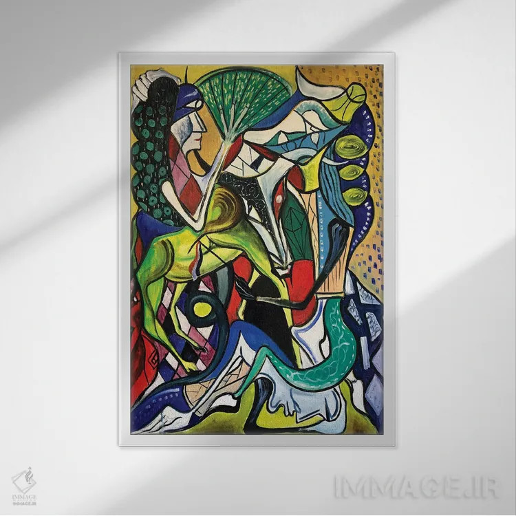 تابلو انتزاعی آبستره فانکی شانزده اثر فرانتیشک فلوریان - نمای قابدار سفید