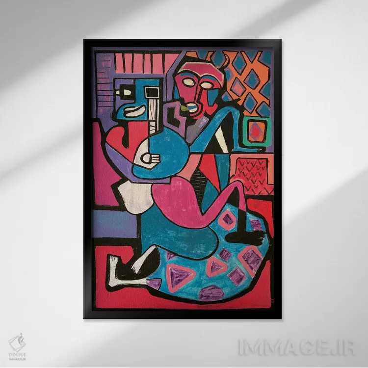 تابلو انتزاعی آبستره اکسپرسیو شش اثر فرانتیشک فلوریان - نمای قابدار مشکی