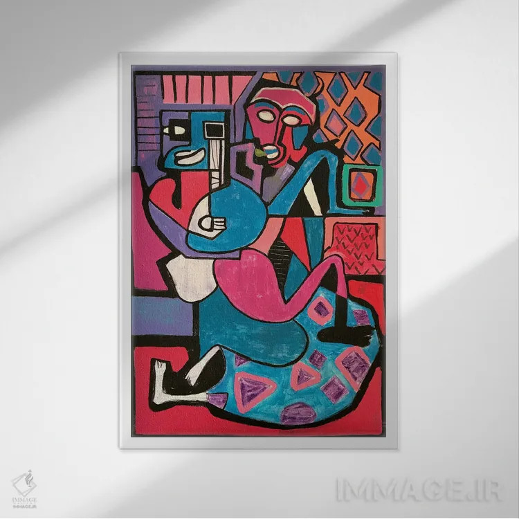 تابلو انتزاعی آبستره اکسپرسیو شش اثر فرانتیشک فلوریان - نمای قابدار سفید