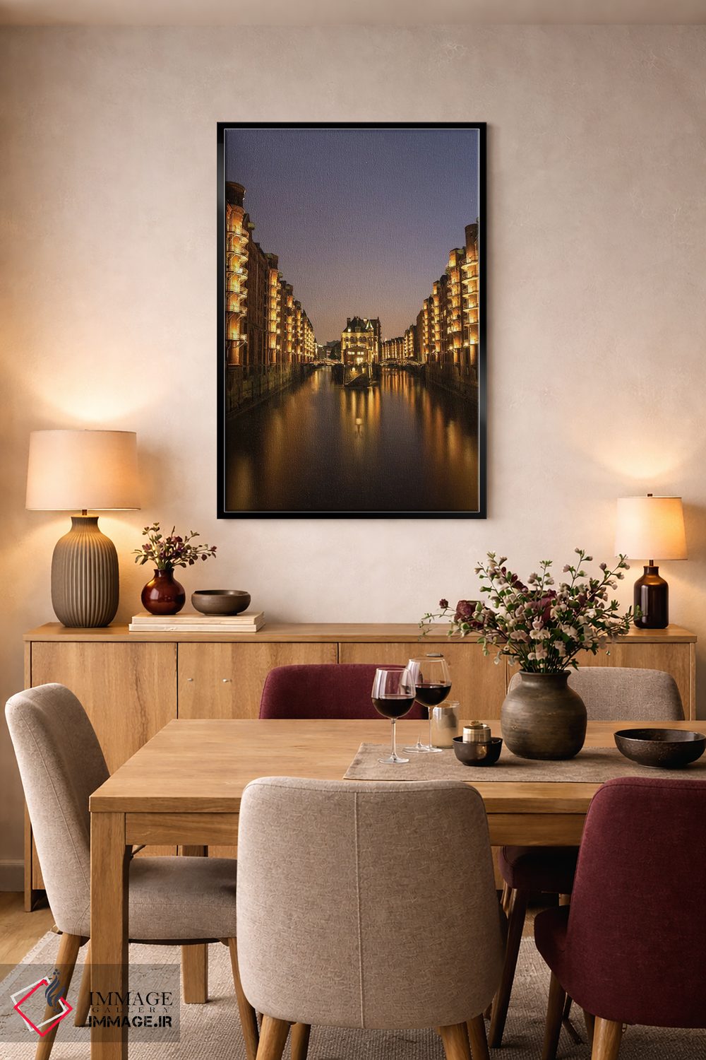 تابلو دکوراتیو چراغ های شهر هامبورگ اثر فابیان فورتمن - D5B