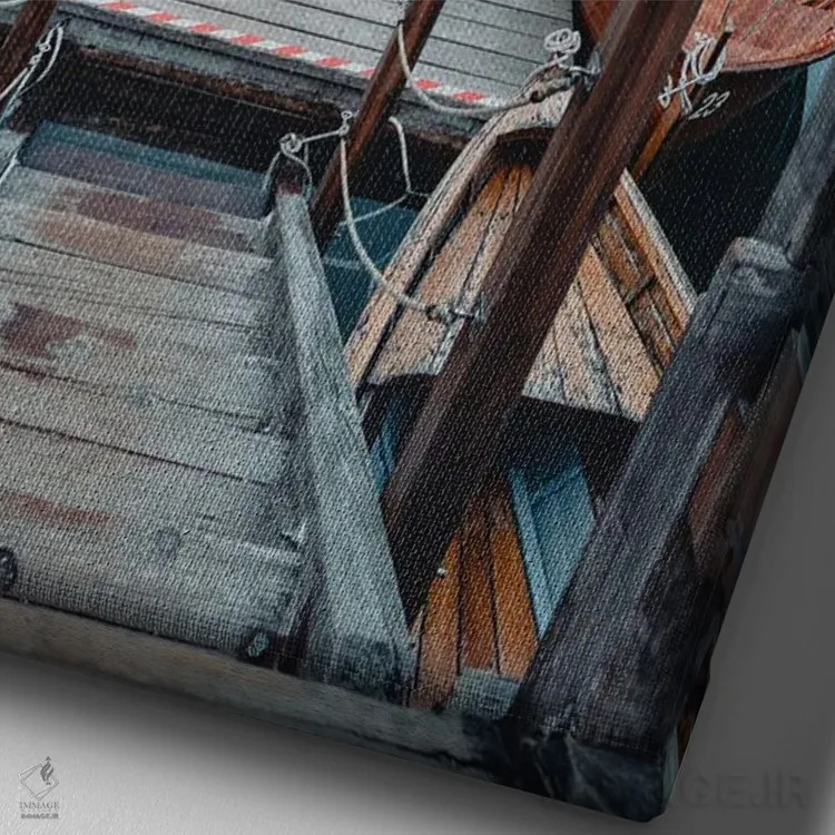 تابلو دکوراتیو قایق های دریاچه برااس اثر فابیان فورتمن - نمای نزدیک بافت بوم