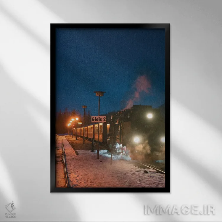 تابلو دکوراتیو قطار سریع السیر قطبی دو اثر فابیان فورتمن - نمای قابدار مشکی