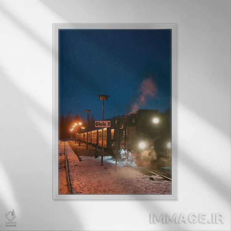 تابلو دکوراتیو قطار سریع السیر قطبی دو اثر فابیان فورتمن - نمای قابدار سفید