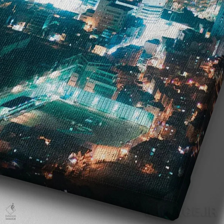 تابلو دکوراتیو چراغ های شبانه سئول چهار اثر فابیان فورتمن - نمای نزدیک بافت بوم