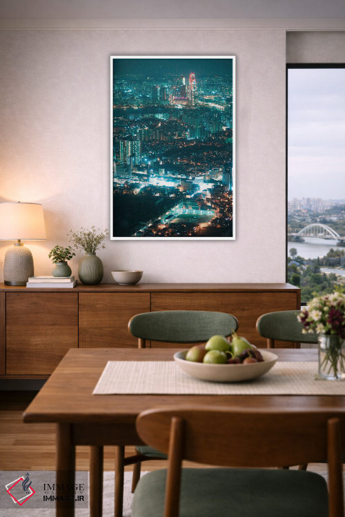 تابلو دکوراتیو چراغ های شبانه سئول چهار اثر فابیان فورتمن - D5W