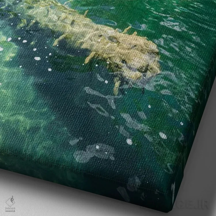 تابلو دکوراتیو سبز زمرباور اثر فابیان فورتمن - نمای نزدیک بافت بوم