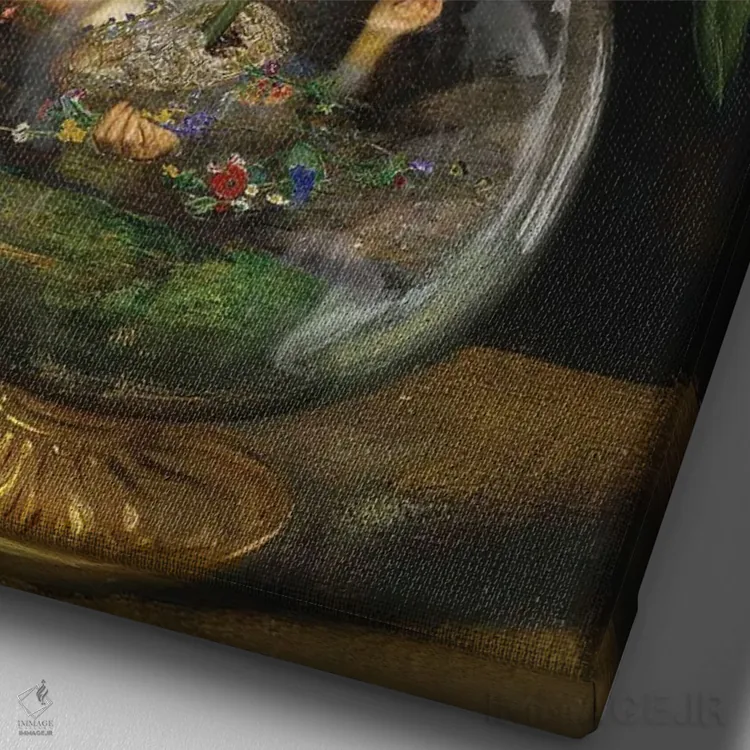 تابلو دکوراتیو الهه اثیری اثر اف اف او آرت - نمای نزدیک بافت بوم