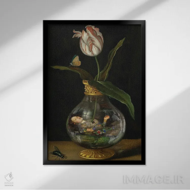 تابلو دکوراتیو الهه اثیری اثر اف اف او آرت - نمای قابدار مشکی