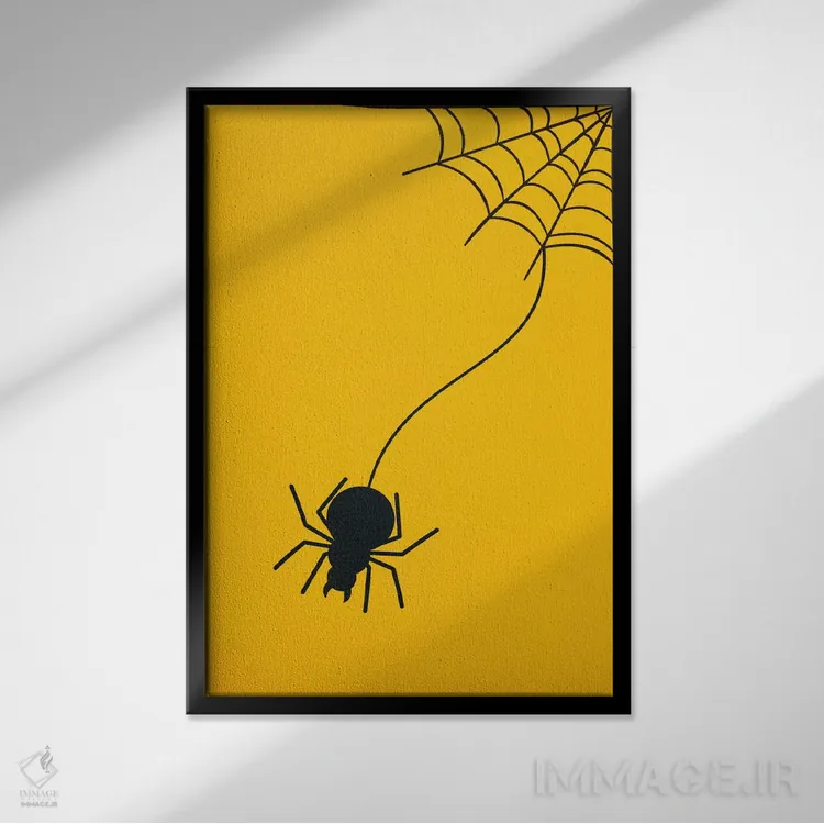 تابلو دکوراتیو تنیدن تار بالای تخت تو اثر فایو بای فایو کالکتیو - نمای قابدار مشکی