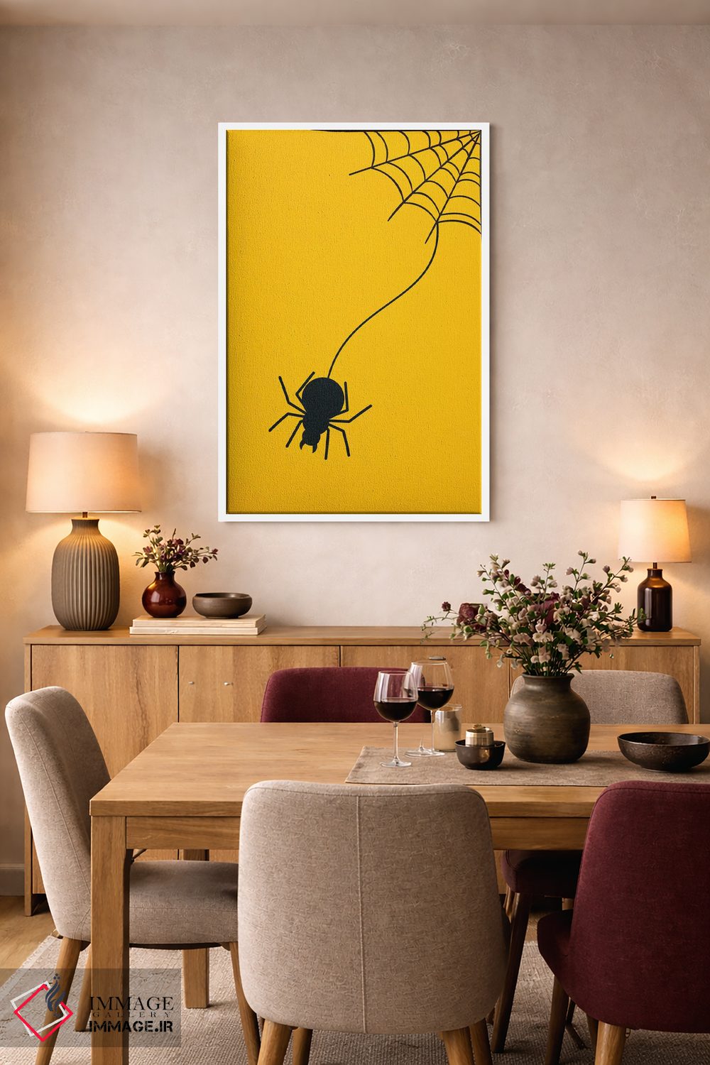 تابلو دکوراتیو تنیدن تار بالای تخت تو اثر فایو بای فایو کالکتیو - D4W