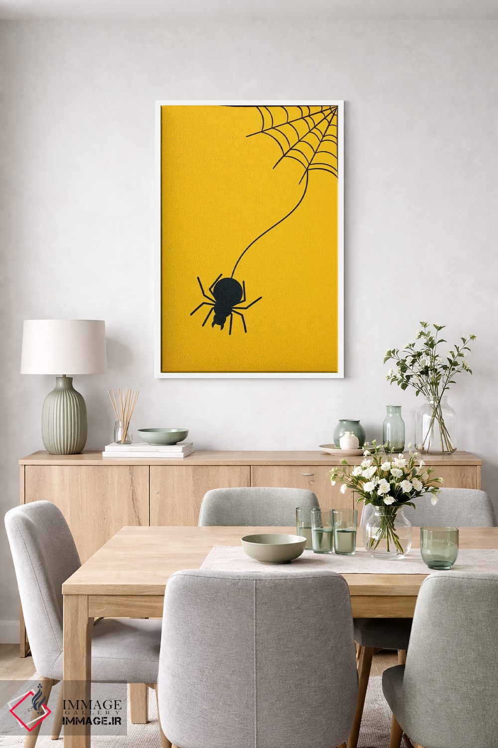 تابلو دکوراتیو تنیدن تار بالای تخت تو اثر فایو بای فایو کالکتیو - D3W