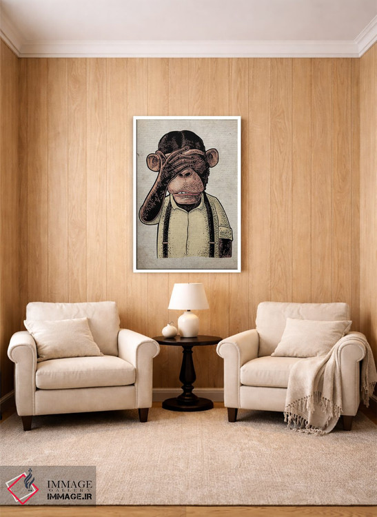 تابلو دکوراتیو دیدن هیچ بدی به رنگ بر روی کاغذ قدیمی اثر فیشرکرافت - D3W