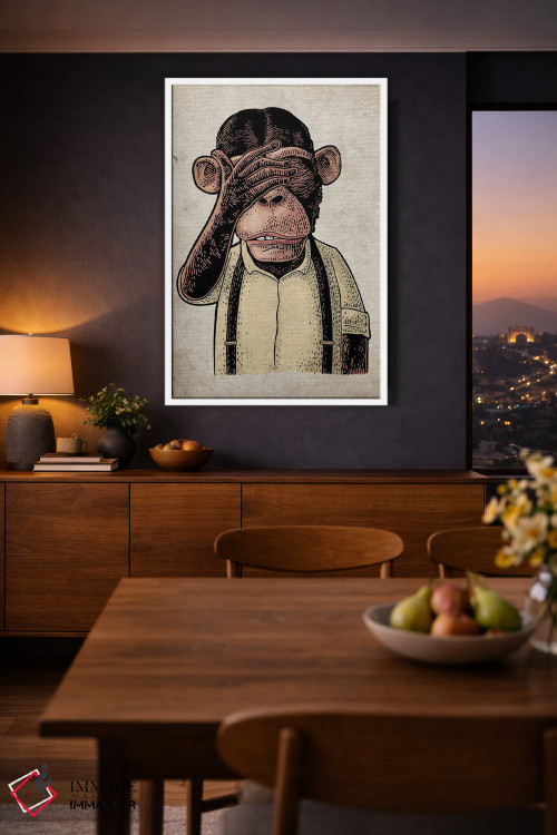 تابلو دکوراتیو دیدن هیچ بدی به رنگ بر روی کاغذ قدیمی اثر فیشرکرافت - D4W