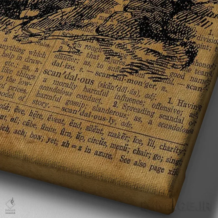 تابلو دکوراتیو حکاکی فانوس دریایی روی کاغذ قدیمی اثر فیشرکرافت - نمای نزدیک بافت بوم