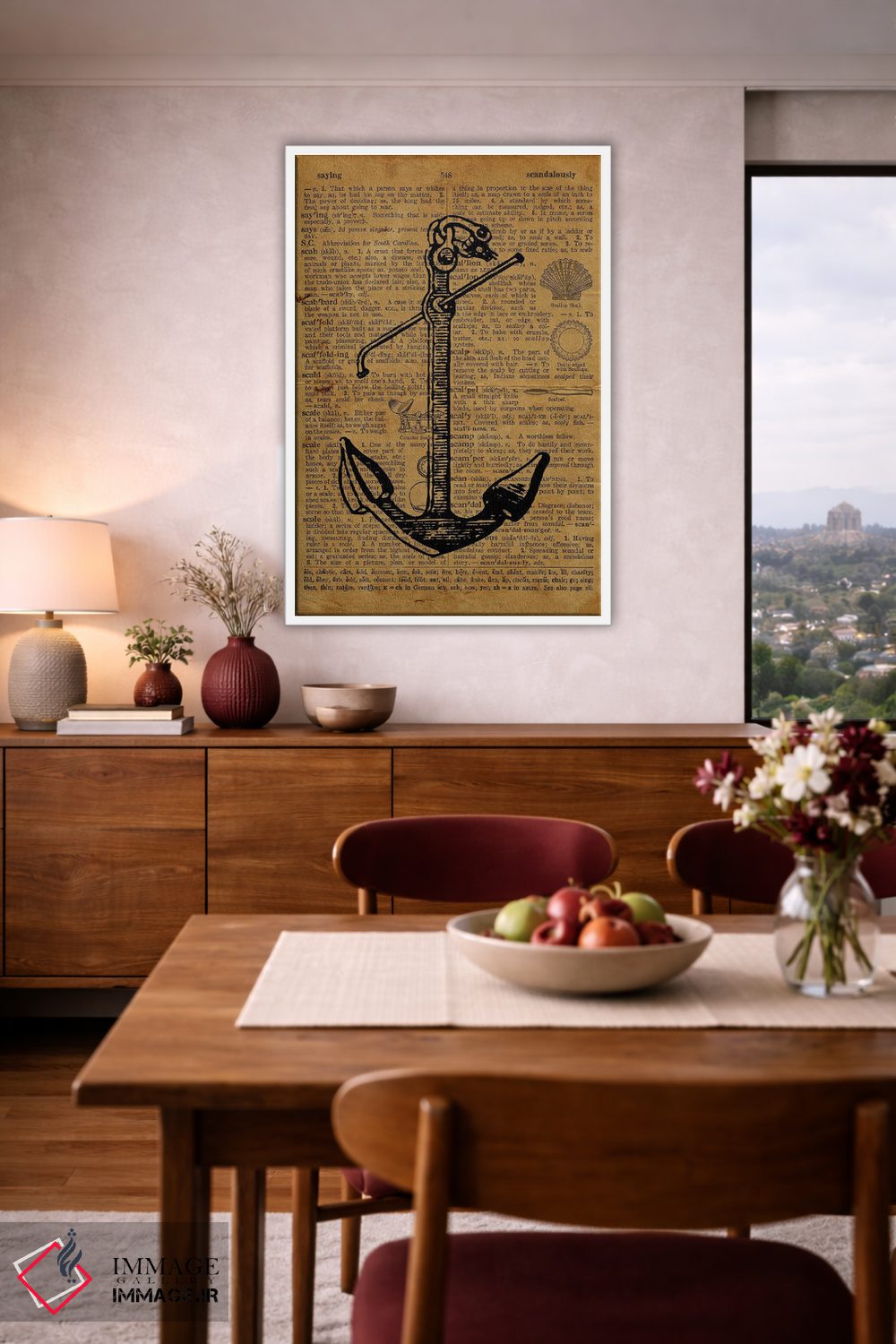 تابلو دکوراتیو حکاکی لنگر روی کاغذ قدیمی اثر فیشرکرافت - D4W