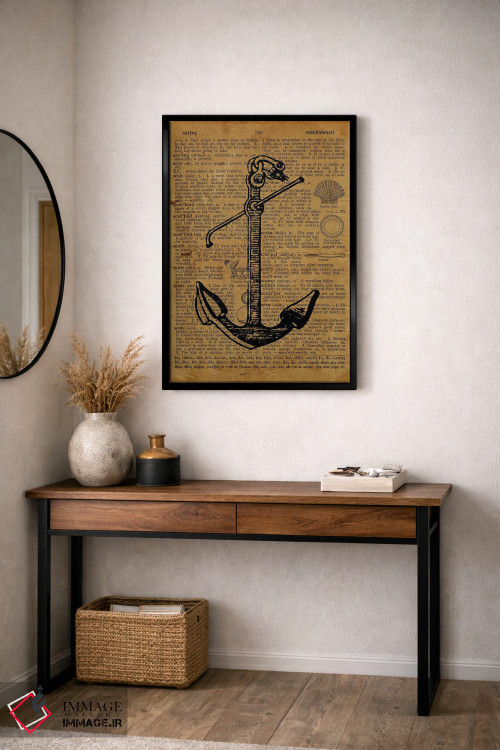 تابلو دکوراتیو حکاکی لنگر روی کاغذ قدیمی اثر فیشرکرافت - D5B