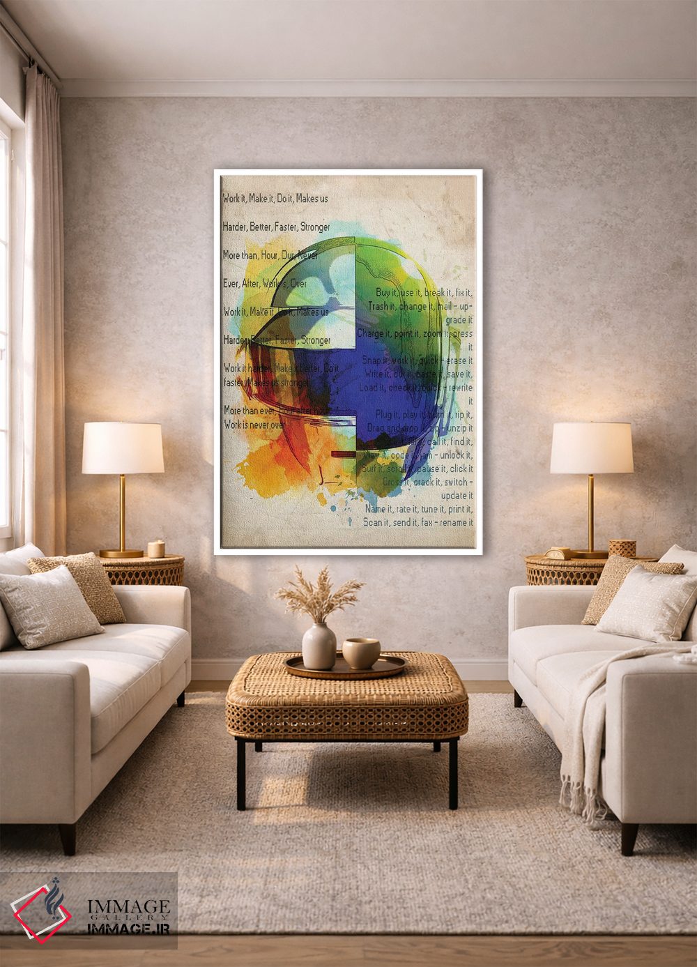 تابلو دکوراتیو متن آهنگ Harder Better Faster دفت پانک اثر فیشرکرافت - D1W