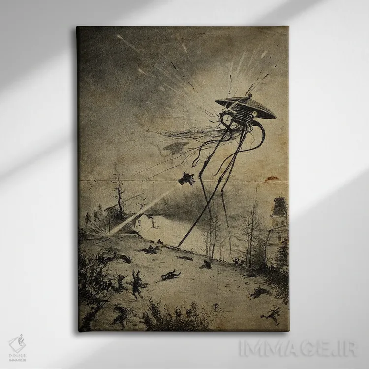 تابلو دکوراتیو ویرانی جنگ دنیاها اثر فیشرکرافت - نمای روبهرو روی دیوار