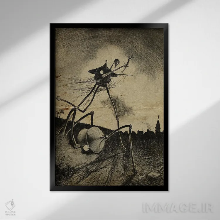 تابلو دکوراتیو همرزم افتاده جنگ دنیاها اثر فیشرکرافت - نمای قابدار مشکی