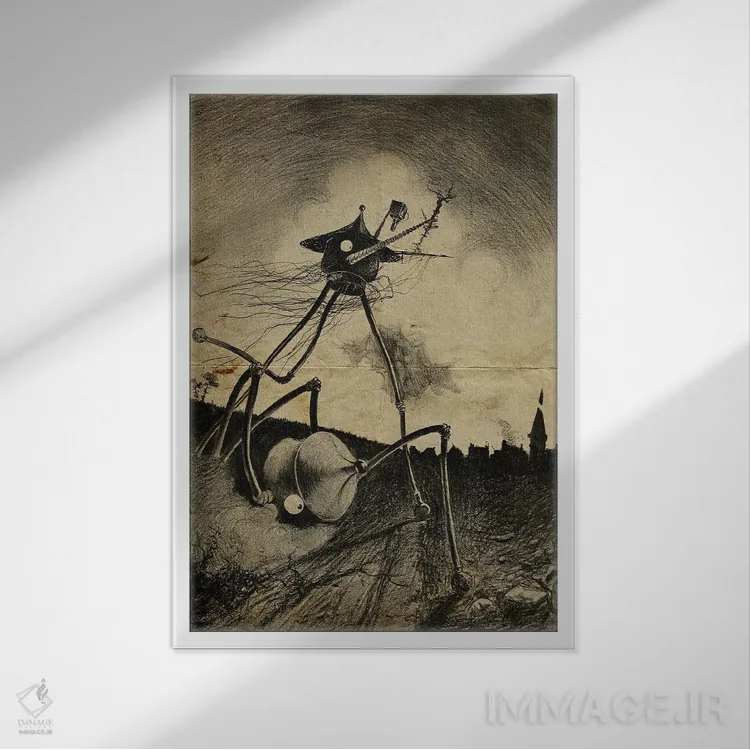 تابلو دکوراتیو همرزم افتاده جنگ دنیاها اثر فیشرکرافت - نمای قابدار سفید