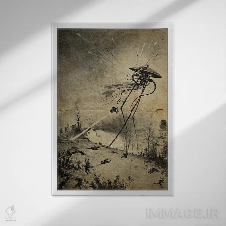 تابلو دکوراتیو ویرانی جنگ دنیاها اثر فیشرکرافت - نمای قابدار سفید