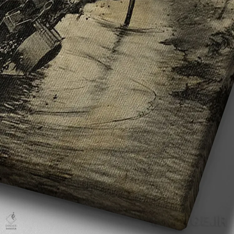 تابلو دکوراتیو حمله رودخانه جنگ دنیاها اثر فیشرکرافت - نمای نزدیک بافت بوم