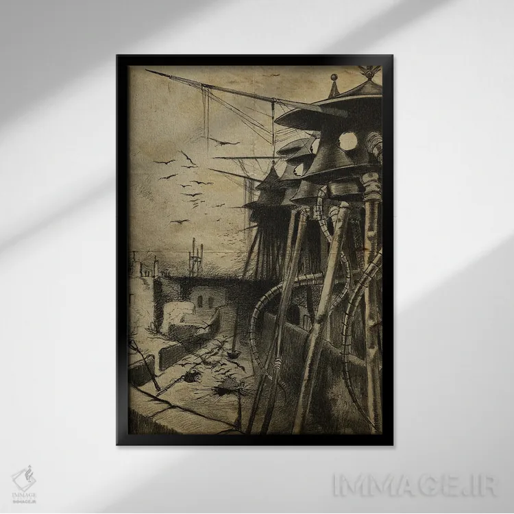 تابلو دکوراتیو دشمنان پنهان جنگ دنیاها اثر فیشرکرافت - نمای قابدار مشکی