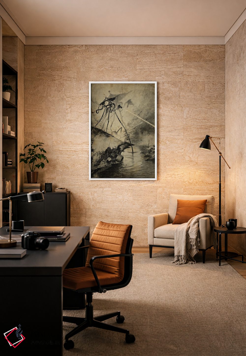 تابلو دکوراتیو حمله رودخانه جنگ دنیاها اثر فیشرکرافت - D6W