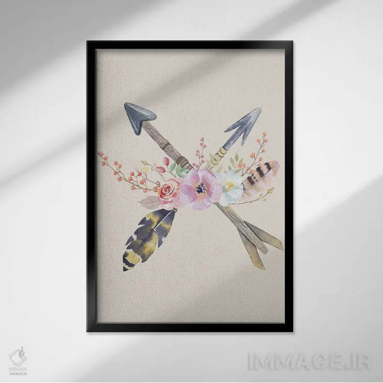 تابلو دکوراتیو تیرهای گلدار بوهمی اثر فیشرکرافت - نمای قابدار مشکی