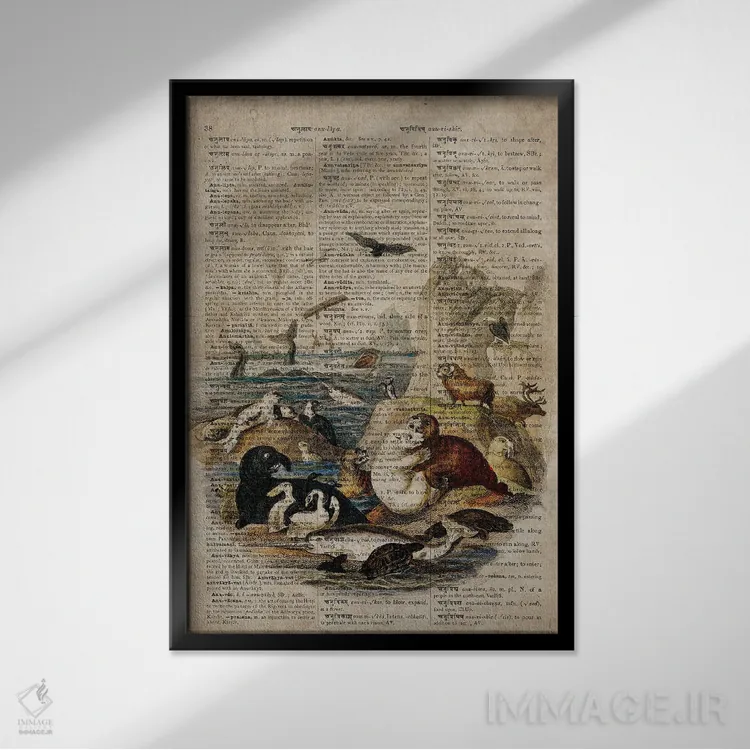 تابلو دکوراتیو حیوانات آبزی الیور گلدسمیت اثر فیشرکرافت - نمای قابدار مشکی
