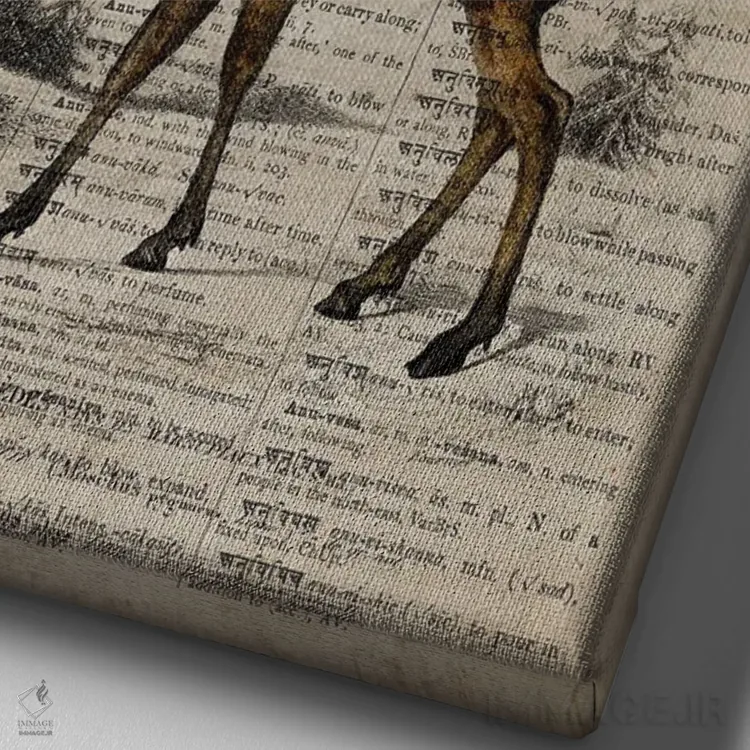 تابلو دکوراتیو گوزن شمالی اثر فیشرکرافت - نمای نزدیک بافت بوم