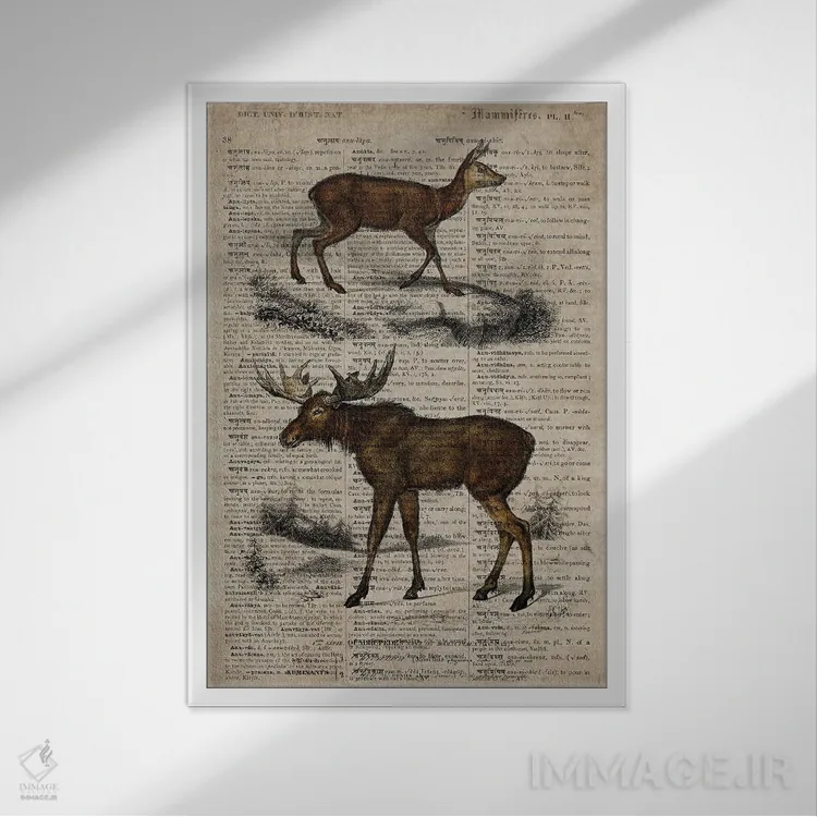 تابلو دکوراتیو گوزن شمالی اثر فیشرکرافت - نمای قابدار سفید