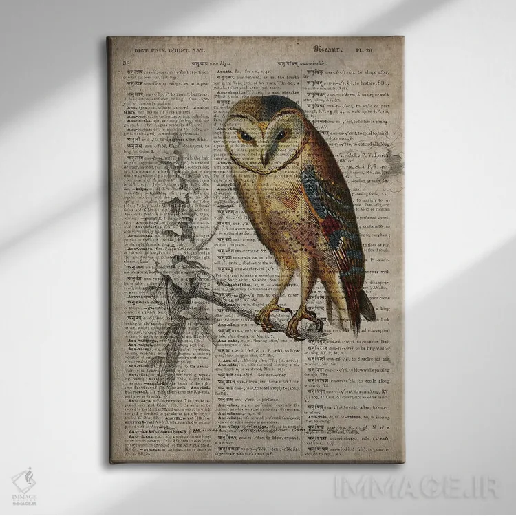 تابلو دکوراتیو جغد اثر فیشرکرافت - نمای روبهرو روی دیوار