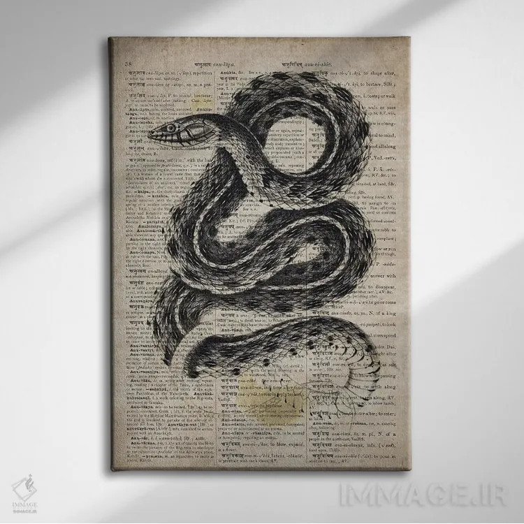 تابلو دکوراتیو مار زنگی اثر فیشرکرافت - نمای روبهرو روی دیوار