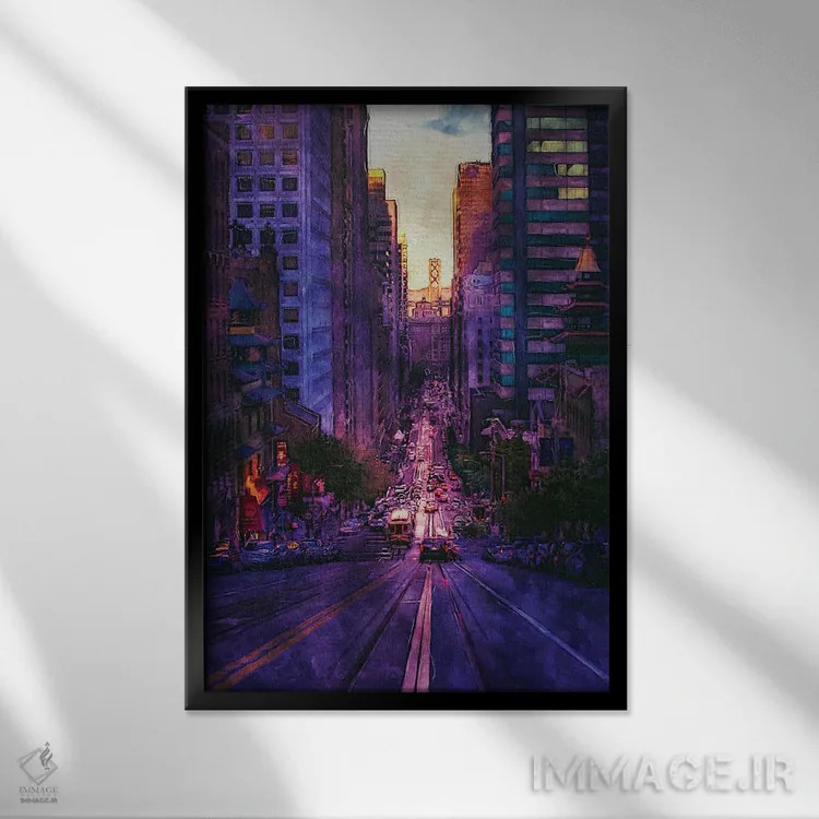 تابلو دکوراتیو خیابان سان فرانسیسکو اثر فیشرکرافت - نمای قابدار مشکی