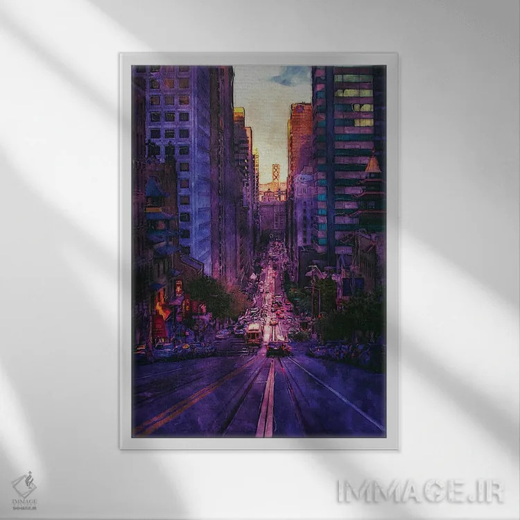 تابلو دکوراتیو خیابان سان فرانسیسکو اثر فیشرکرافت - نمای قابدار سفید