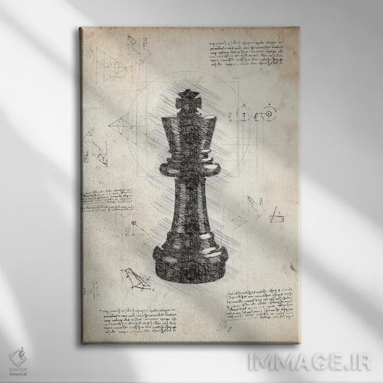 تابلو دکوراتیو مهره شطرنج داوینچی اثر فیشرکرافت - نمای روبهرو روی دیوار