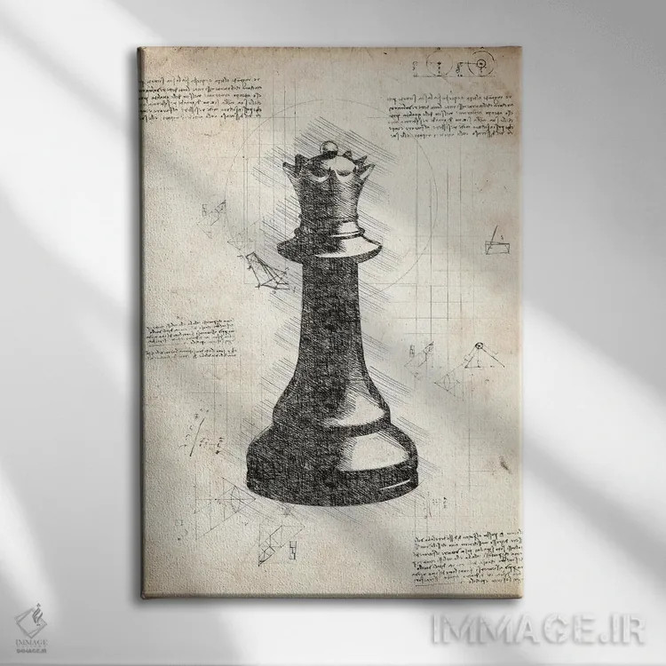 تابلو دکوراتیو مهره شطرنج داوینچی اثر فیشرکرافت - نمای روبهرو روی دیوار