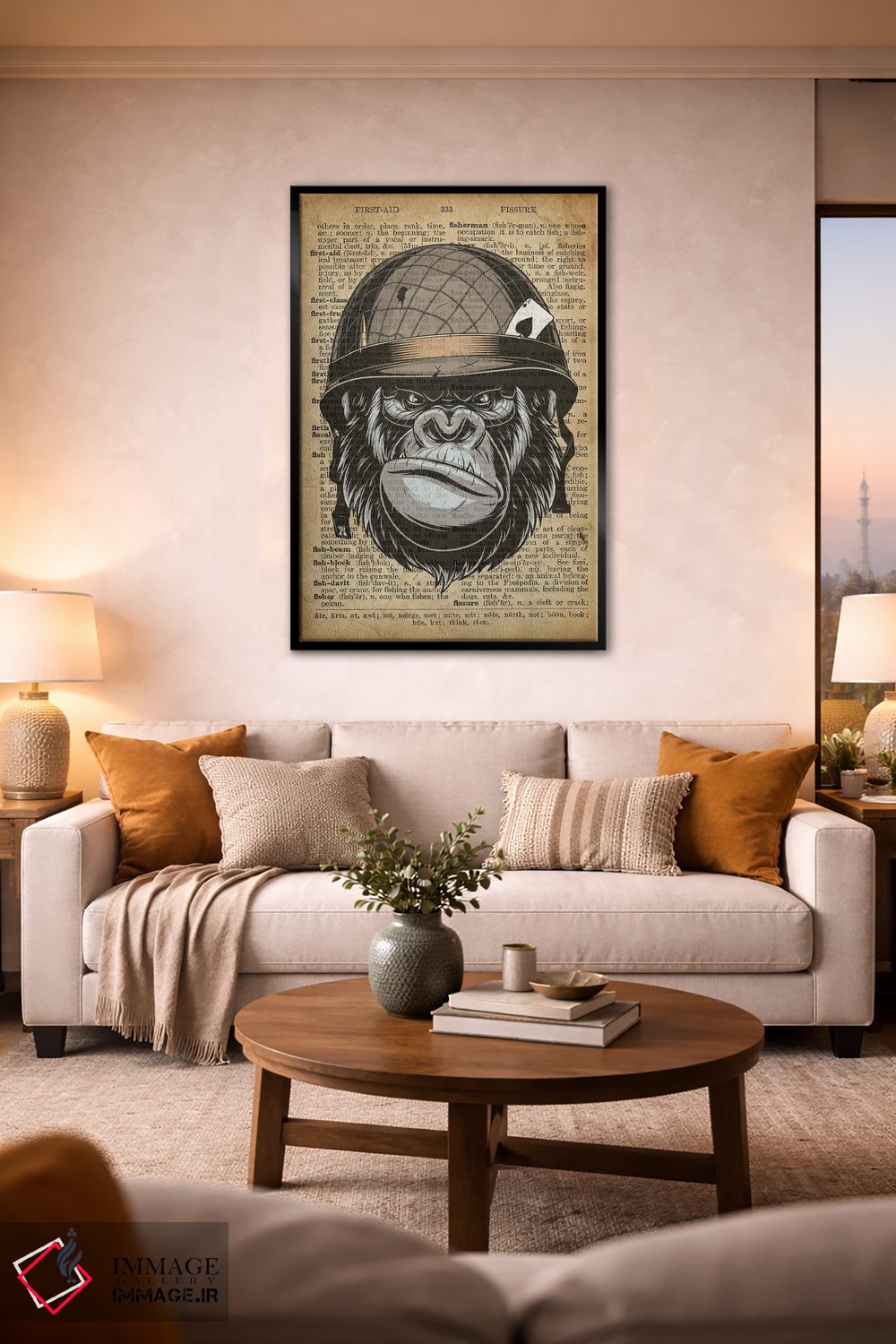تابلو دکوراتیو غرش گوریل روی کاغذ دیکشنر قدیمی اثر فیشرکرافت - D2B