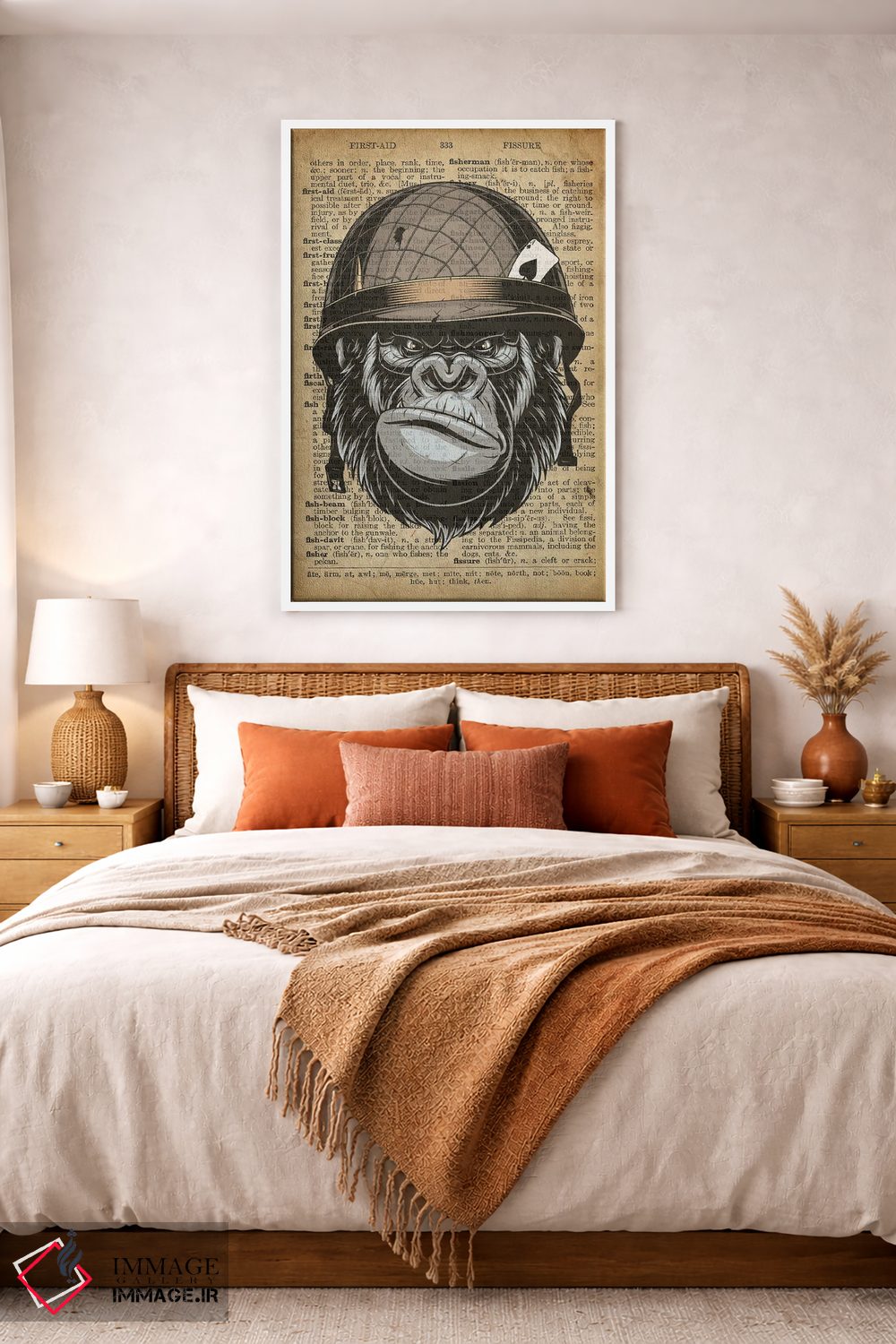 تابلو دکوراتیو غرش گوریل روی کاغذ دیکشنر قدیمی اثر فیشرکرافت - D3W