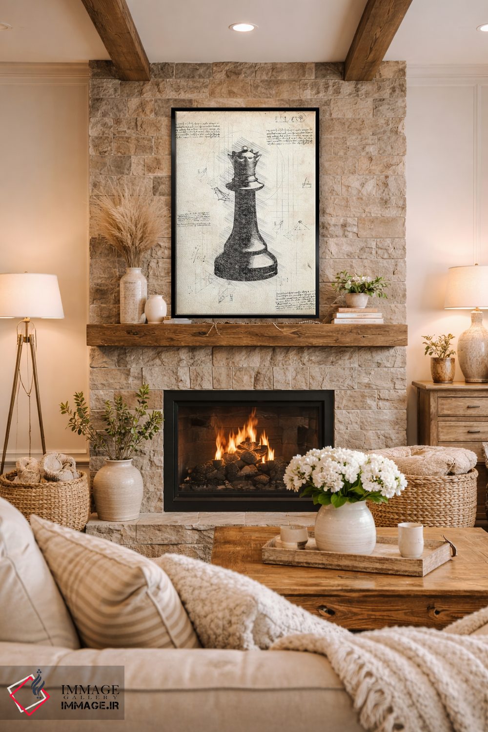 تابلو دکوراتیو مهره شطرنج داوینچی اثر فیشرکرافت - D2B