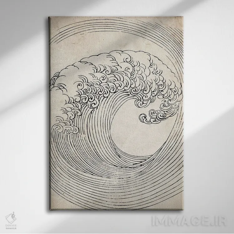 تابلو دکوراتیو طرح موج ذن کلاسیک اثر فیشرکرافت - نمای روبهرو روی دیوار