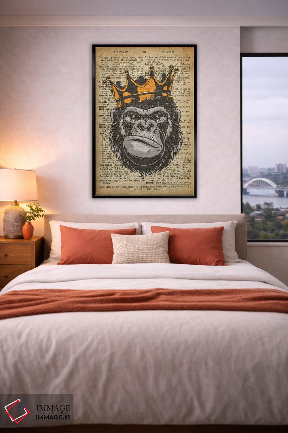 تابلو دکوراتیو پادشاه گوریل ۲ روی کاغذ دیکشنر قدیمی اثر فیشرکرافت - D5B