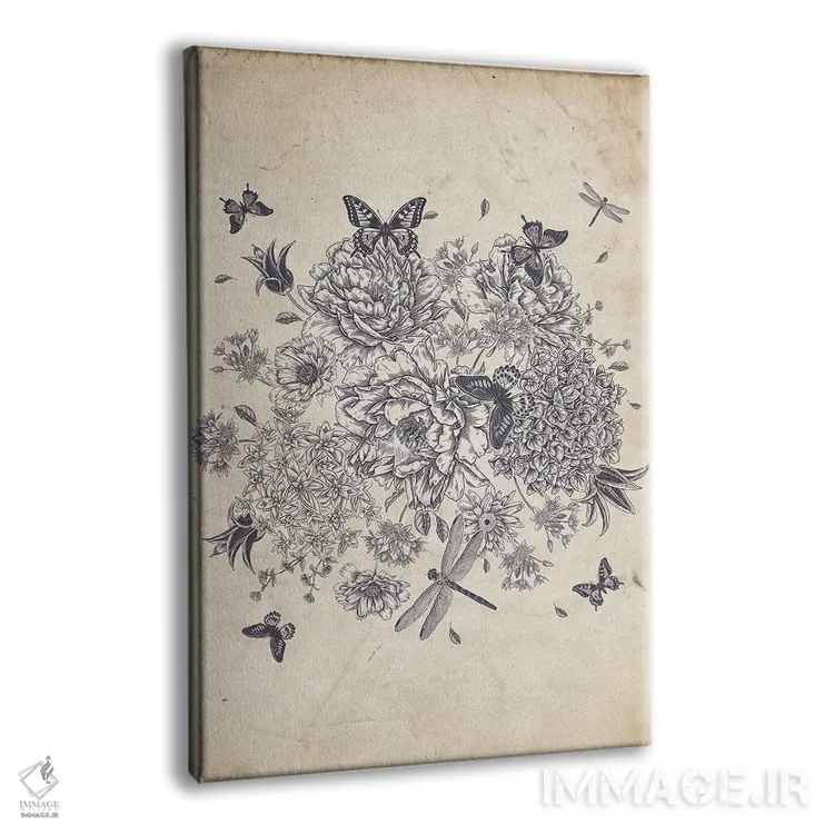 تابلو دکوراتیو Butterflies, And Dragonflies,گل ها، پروانه ها و سنجاقک ها اثر فیشرکرافت - نمای پرسپکتیو محصول