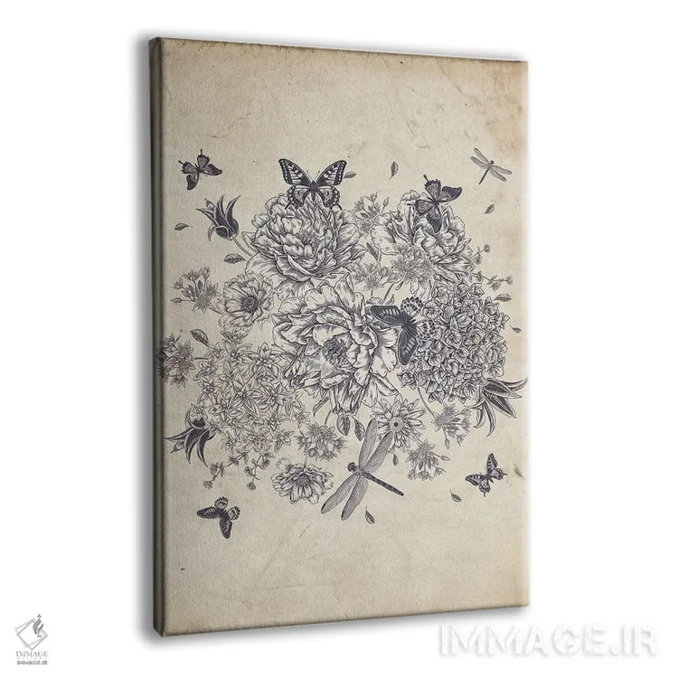 تابلو دکوراتیو Butterflies, And Dragonflies,گل ها، پروانه ها و سنجاقک ها اثر فیشرکرافت - نمای پرسپکتیو محصول
